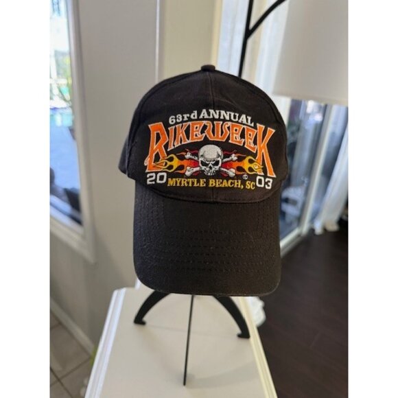 Bike Week 2003 Myrtle Beach SC Hat Snapback Cap Embroidered Skull Flames 63rd - Picture 1 of 5